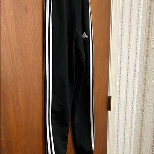 Adidas Kids Black Joggers with White Stripes